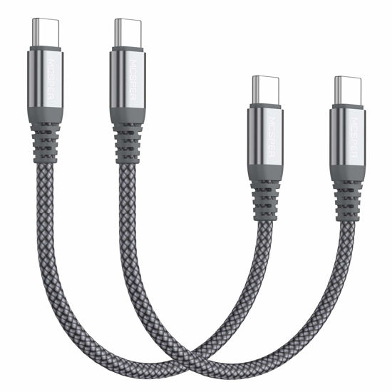 Picture of Short USB C to USB C 60W Cable(2 Pack 0.5Ft), Type C Fast Charging Nylon Braided Cord Compatible with iPhone 15 15 Pro/15 Pro Max Android Samsung Galaxy S23/S22/S21/ Ultra,Air 2020, iPad Pro,Google