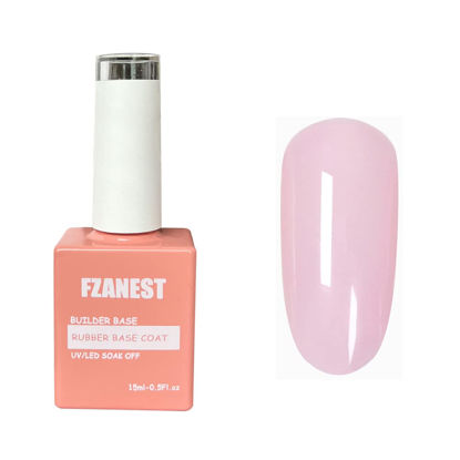 Picture of FZANEST Milky Pink Gel Nail Polish,Rubber Base Gel for Nails,Brush On Builder Gel In a Bottle,Spring Summer Clear Sheer Nude Color Gel Polish,Soak Off Nail Gel 15ml