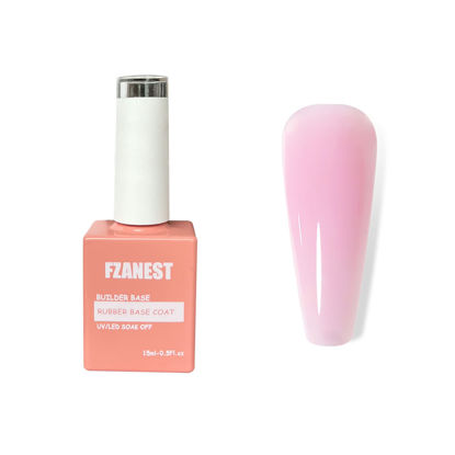 Picture of FZANEST Rubber Base Gel For Nails,Builder Base Clear Sheer Color Gel Nail Polish,Elastic Rubber Base Coat,Builder Extension Gel in a Bottle 15ml (Natural Nude)