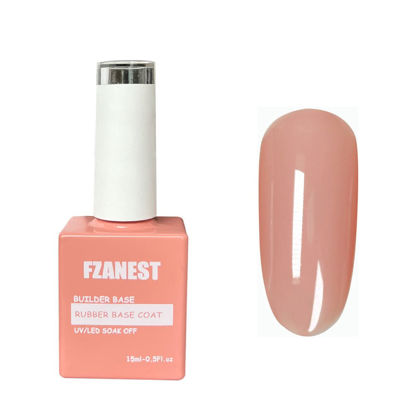 Picture of FZANEST Nude Rubber Base Gel For Nails,15ml Builder in a Bottle Gel Nail Polish,Nail Strengthener/Structure Gel, Self-level Extension Gel, Elastic Fiber Rubber Base Coat UV LED Nail Gel