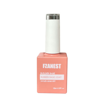 Picture of FZANEST Clear Rubber Base Gel For Nails,15ml Builder Base Gel In a Bottle,Nail Strengthener Gel,Quick Extension Nail Gel,Soak Off Long Lasting UV Base Coat Gel Nail Polish