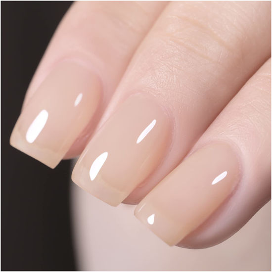 Picture of GAOY Jelly Nude Gel Nail Polish, 16ml Sheer Milk Tea Translucent Soak Off Gel Polish, UV Light Cure for Nail Art DIY, Color 1524