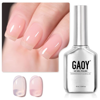 Picture of GAOY Jelly Nude Gel Nail Polish, 16ml Sheer Milky Pink Translucent Soak Off Gel Polish, UV Light Cure for Nail Art DIY, Color 1643