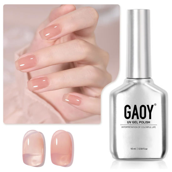 Picture of GAOY Jelly Nude Gel Nail Polish, 16ml Sheer Nude Pink Translucent Soak Off Gel Polish, UV Light Cure for Nail Art DIY, Color 1533