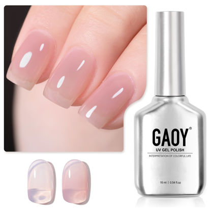 Picture of GAOY Jelly Nude Gel Nail Polish, 16ml Sheer Rose Pink Translucent Soak Off Gel Polish, UV Light Cure for Nail Art DIY, Color 1624