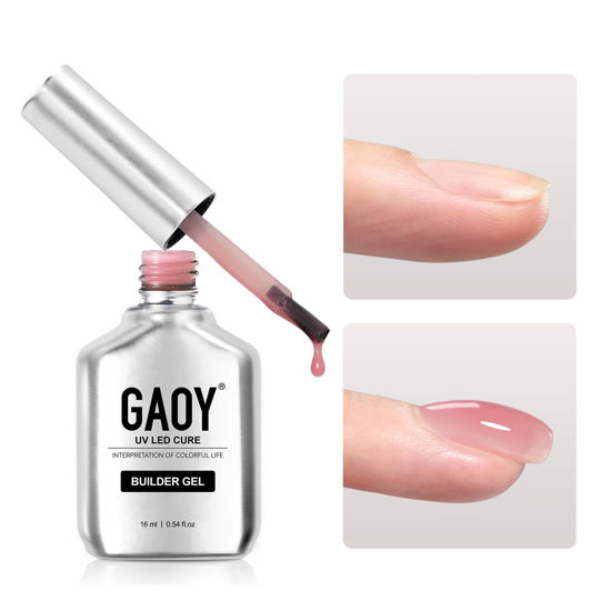 Picture of GAOY Builder Gel for Nails, 16ml Nail Strengthener in a Bottle, Nail Extension Hard Gel, Soak Off Long Lasting UV Gel, 1963 Berry Pink