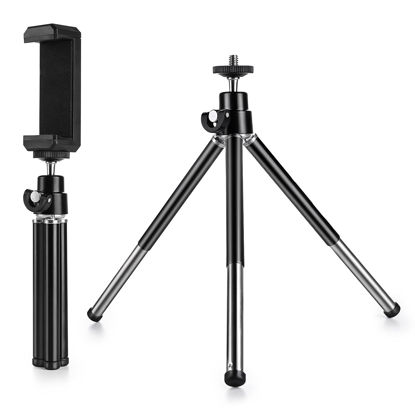 Picture of Mini Tripod for Webcam and Phone, Metal Extendable Webcam Stand with Phone Holder, Tripod for Webcam