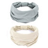 Picture of GILI 2 Pack Wide Headbands for Women Boho African Knotted Non Slip Fashion Hair Bands Yoga Running Sports Workout Gym Head Wraps Elastic Soft Cotton Cloth Turbans Bandana for Girls(Light Grey, Skin)