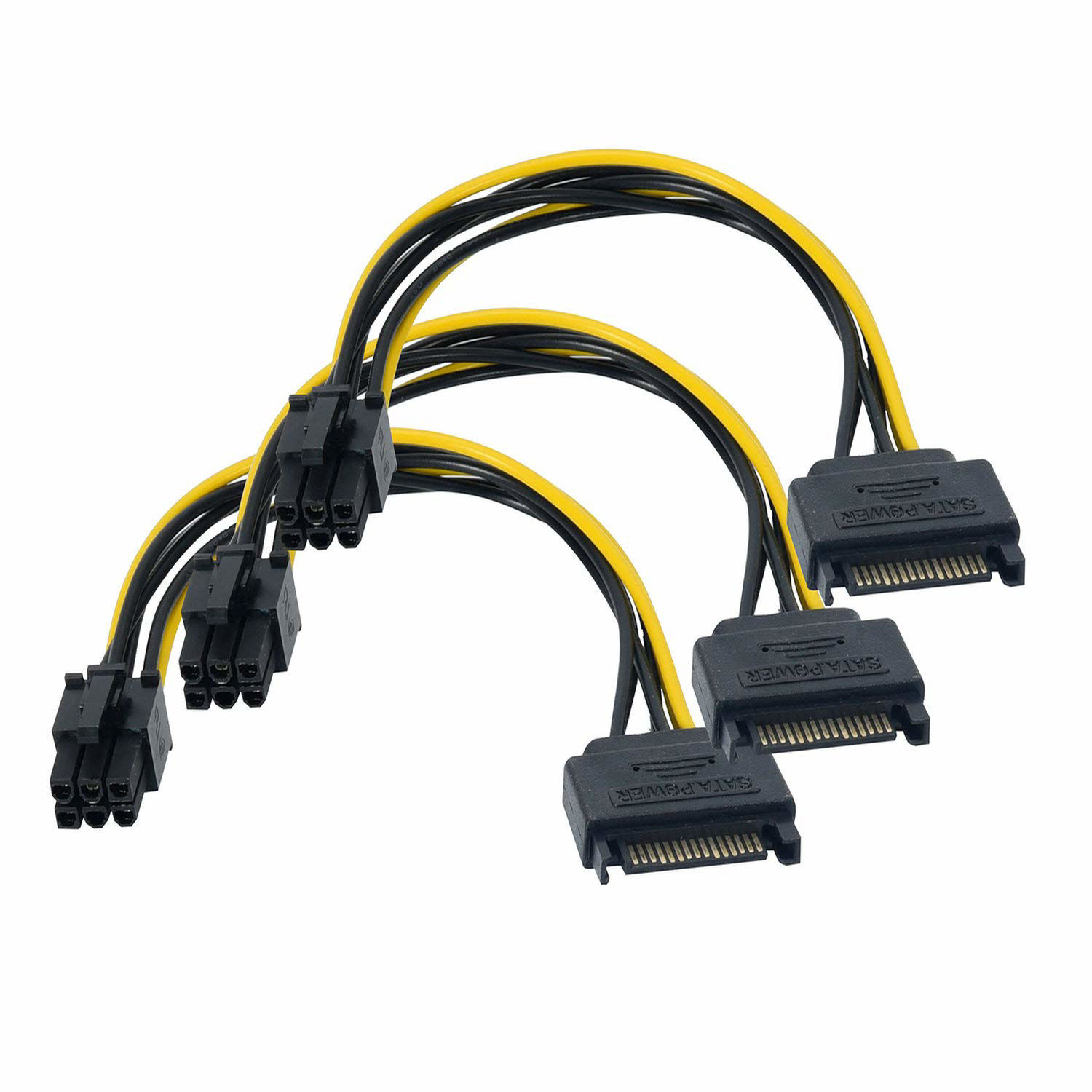 GetUSCart- Pienmor SATA Power Cable 3 Pack SATA 15-Pin to 6-Pin PCI ...