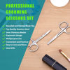 Picture of Facial Hair Small Grooming Scissors For Men Women - Eyebrow, Nose Hair, Mustache, Beard, Eyelashes, Ear Trimming Kit - Curved and Rounded Safety Tip Clippers For Hair Cutting - 2PCS Silver