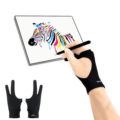 Picture of SPBMY Digital Drawing Glove 2 Pack,Two-Finger Artist Glove for Drawing Tablet, Paper Sketching, iPad, Art Glove Suitable for Left and Right Hand, Black