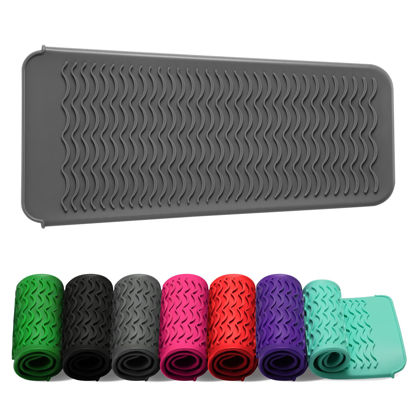 Picture of ZAXOP Resistant Silicone Mat Pouch for Flat Iron, Curling Iron,Hot Hair Tools (Grey)