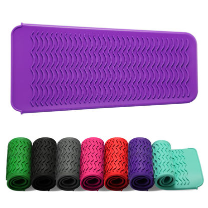 Picture of ZAXOP Resistant Silicone Mat Pouch for Flat Iron, Curling Iron,Hot Hair Tools (Purple)