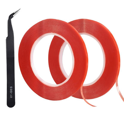 Picture of QDiShi 2 Rolls (2mm/3mm x 25m) LCD Repair Tape Phone Repair Tape LCD Touch Screen Repair Tape Phone Screen Adhesive Tape with and 1 Tweezers for Cell Phone, iPad, Tablets, Laptops, Camera
