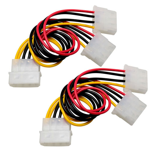 Picture of SJZBIN 4 Pin Y-Splitter IDE Extension Adapter 2PCS 20cm/7.9inch 4-Pin Molex Male to Dual Female D-Type Power Cables for Computer Hard Disk and Cooling Fan