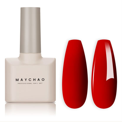 Picture of MAYCHAO 15ML Gel Nail Polish 1Pc Red Nail Polish Soak Off UV LED Nail Gel Polish Nail Art Starter Manicure Salon DIY at Home, 0.5 OZ