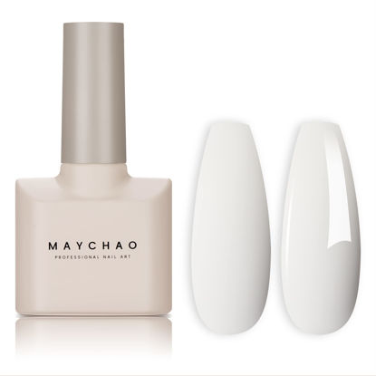 Picture of MAYCHAO 15ML Gel Nail Polish 1Pc White Nail Polish Soak Off UV LED Nail Gel Polish Nail Art Starter Manicure Salon DIY at Home, 0.5 OZ