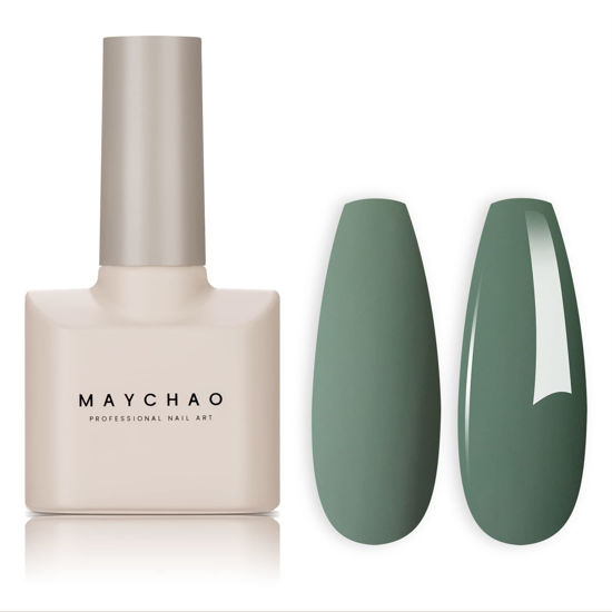 Picture of MAYCHAO 15ML Gel Nail Polish 1Pc Sage Green Soak Off UV LED Art Starter Manicure Salon DIY at Home, 0.5 OZ