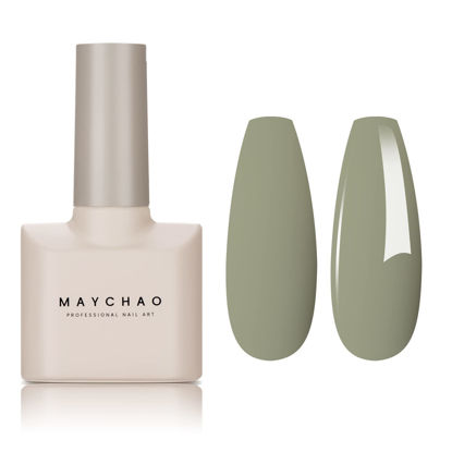 Picture of MAYCHAO 15ML Gel Nail Polish 1Pc Olive Green Gel Polish Soak Off UV LED Nail Polish Nail Art Starter Manicure Salon DIY at Home, 0.5 OZ