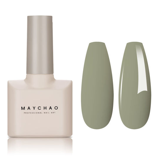 Picture of MAYCHAO 15ML Gel Nail Polish 1Pc Olive Green Gel Polish Soak Off UV LED Nail Polish Nail Art Starter Manicure Salon DIY at Home, 0.5 OZ