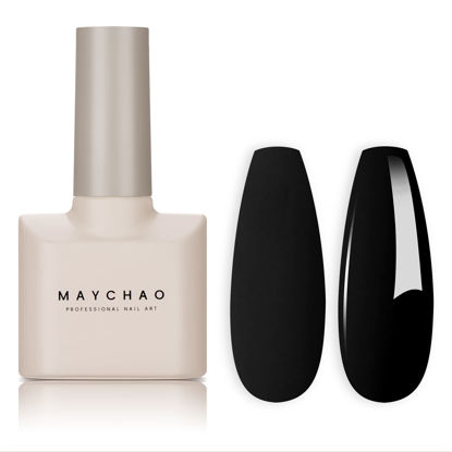 Picture of MAYCHAO 15ML Gel Nail Polish 1Pc Black Nail Polish Soak Off UV LED Nail Gel Polish Nail Art Starter Manicure Salon DIY at Home, 0.5 OZ
