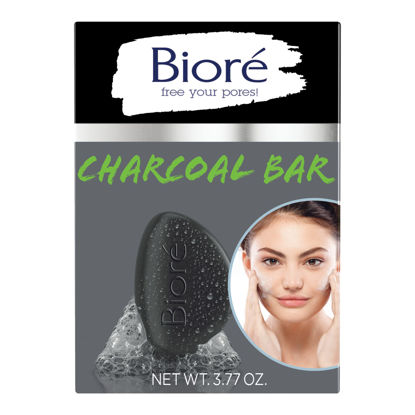 Picture of Bioré Charcoal Pore Penetrating Bar, with Jojoba Beads for Gentle Exfoliation of Oily Skin, 3.77 Ounce