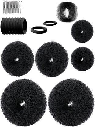 Picture of Hair Bun Maker，Hair Doughnut Shaper（ 2 Small,2 Medium,2 Large ）Hair Doughnut Sock Bun For Girl (Black)
