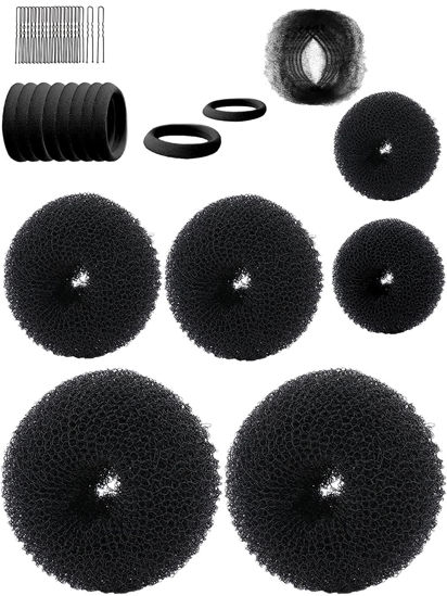 Picture of Hair Bun Maker，Hair Doughnut Shaper（ 2 Small,2 Medium,2 Large ）Hair Doughnut Sock Bun For Girl (Black)