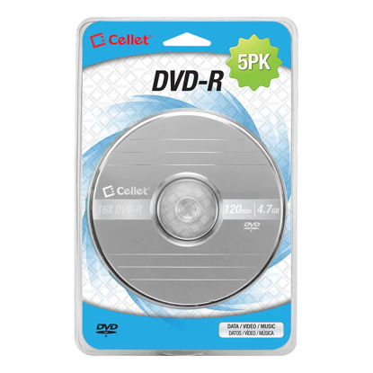 Picture of Recordable Blank DVD Disk 16X 120 Min 4.7 GB DVD-R for Video, Pictures, MP3 Files (DVD-R) (5 Pieces)