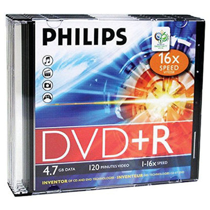 Picture of Philips 4.7GB DVD+R SLIM CASE 5PK (DR4S6S05F/17)