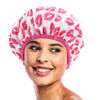 Picture of Reusable Shower Cap & Bath Cap & Lined, Oversized Waterproof Shower Caps Large Designed for all Hair Lengths with PEVA Lining & Elastic Band Stretch Hem Hair Hat - Fashionista Showered With Kisses