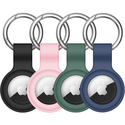 Picture of 【4 Pack】 Linsaner Compatible with AirTag Case Keychain Air Tag Holder Silicone AirTags Key Ring Cases Tags Chain Apple AirTag GPS Item Finders Accessories，Multicolor