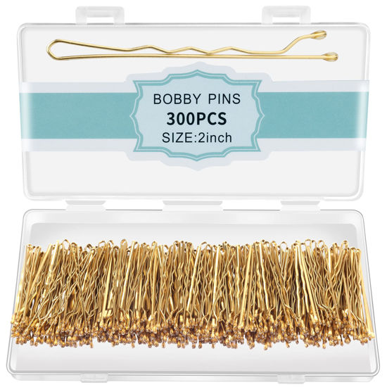 Picture of 300 Pcs Bobby Pins Blonde, Blonde Hair Pins for Women Girls and Kids, (Blonde)