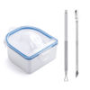 Picture of Nail Soaking Bowl, Soak Off Gel Polish Dip Powder Remover Hand Acetone Nail Soak Off Bowl Manicure Bowl with Triangle Cuticle Peeler and Stainless Steel Cuticle Pusher Nail Art Tool (Blue-1Piece)