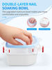 Picture of Nail Soaking Bowl, Soak Off Gel Polish Dip Powder Remover Hand Acetone Nail Soak Off Bowl Manicure Bowl with Triangle Cuticle Peeler and Stainless Steel Cuticle Pusher Nail Art Tool (Blue-1Piece)