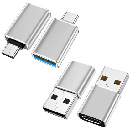Picture of [4 Pack] [USB-C to USB-A] & [USB-A to USB-C] OTG Adapter,Type C Type A Male Female Adapter SuperSpeed Data Transfer & Fast Charging Compatible witH iPhone/PC/Samsung/iPad/Laptop/MacBook/iWatch/AirPods