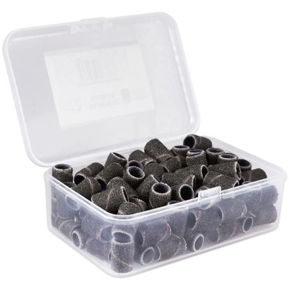 Picture of PANA 100 Pieces Nail Sanding Bands Professional Nail Manicure Great Fit for Nail Drill Bits for Acrylic Nails (100 Grit, Black)
