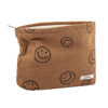 Picture of GUTGNK Cosmetic bags for women, Cute Smile Face makeup bag, travel makeup bag small makeup bag for purse organizer makeup organizer Aesthetic Stuff,Corduroy make up bag with Zipper - Brown