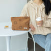Picture of GUTGNK Cosmetic bags for women, Cute Smile Face makeup bag, travel makeup bag small makeup bag for purse organizer makeup organizer Aesthetic Stuff,Corduroy make up bag with Zipper - Brown