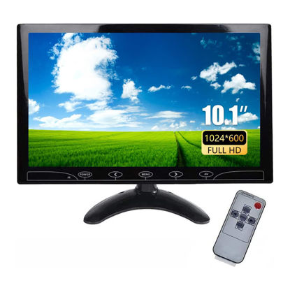 Picture of 10.1 Inch Security Monitor, 1024 x 600 Full HD Color Small HDMI Monitor with Remote Control Built-in Speakers HDMI VGA AV Input Compatible with PC, DVD, Surveillance Camera and Security Camera