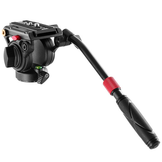 Picture of NEEWER Video Tripod Fluid Head with Quick Release Plate Compatible with Manfrotto, Telescopic Handle & Panorama Scaled Base (⌀55mm), Max Load 13.2lb/6kg, Heavy Duty for DSLR Video Cameras, GM001