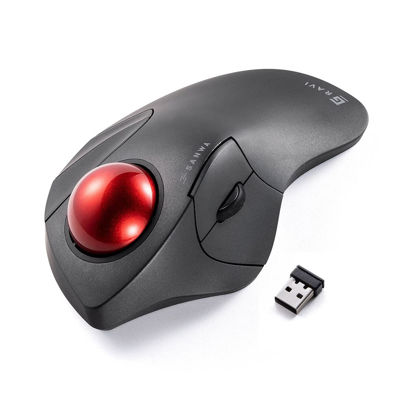 Picture of SANWA Dual Mode (Bluetooth 5.1+2.4G Wireless) Ergonomic Trackball Mouse, Rollerball Mice, Programmable Silent Buttons, 44mm Trackball,1000/1600/2400 DPI, Compatible with Laptop, Windows, macOS