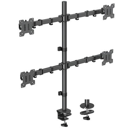 Picture of MOUNTUP Quad Monitor Stand, 4 Monitor Desk Mount for 13 to 32 inch Computer Screens, Fully Adjustable Stacked Mount with Tilt Swivel, Four Heavy Duty Monitor Mount, Holds up to 17.6lbs per Arm, MU3007