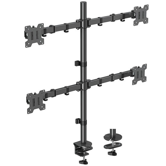 Picture of MOUNTUP Quad Monitor Stand, 4 Monitor Desk Mount for 13 to 32 inch Computer Screens, Fully Adjustable Stacked Mount with Tilt Swivel, Four Heavy Duty Monitor Mount, Holds up to 17.6lbs per Arm, MU3007