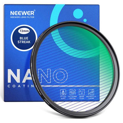 Picture of NEEWER 72mm Blue Streak Filter, HD Optical Glass 360° Rotatable Anamorphic Flare Special Effects Lens Filter, 28 Layer Multi Resistant Coated Aluminum Alloy Frame