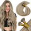 Picture of 【Only 1 Day】Human Hair Nano Bead Extensions 22 Inch Dark Ash Blonde Highlight Light Blonde Nano Micro Ring Hair Extensions Silky Soft 50g/50s