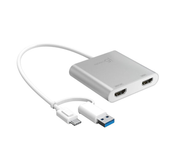 GetUSCart j5create USBC to Dual HDMI MultiMonitor Adapter with USB TypeA convertor 4K + 2K