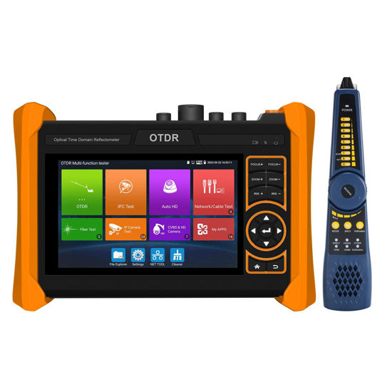 Picture of WANLUTECH OTDR Tester CCTV Tester,OTDR Fiber Optic Tester 1310/1550nm Built-in OPM OLS VFL Event Map Support 8MP TVI CVI AHD 4K IP Camera Test PoE/RJ45 Cable TDR Test/HDMI VGA in
