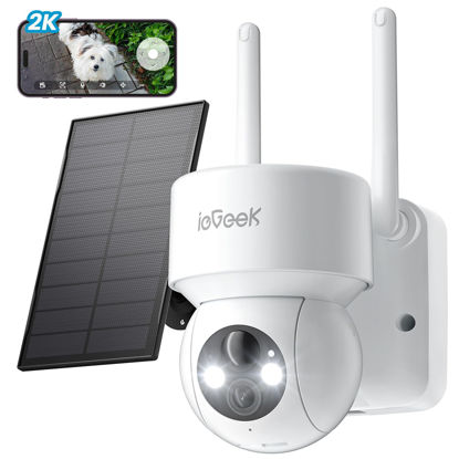 Picture of ieGeek Security Cameras Wireless Outdoor, 2K WiFi Camera for Home Surveillance, 360 PTZ Battery Powered Cam with Solar Panel, 3MP Color Night Vision, PIR Motion Sensor, 2-Way Audio, Works with Alexa