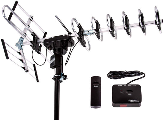 Picture of Five Star [Newest 2020] Outdoor Digital Amplified HDTV Antenna - up to 200 Mile Long Range, Directional 360 Degree Rotation by Remote Control, Intelligent Gain for HD 4K 1080P FM Radio Support 2 TVs